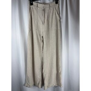 Abercrombie & Fitch Wide Leg Linen Blend Pants Women's‎ Size S Beige